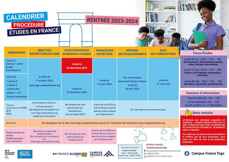 LE CALENDRIER DE LA PROCÉDURE 20232024 Campus France